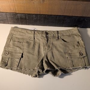 Revo Olive Cargo Fringe Hem Women's Shorts Size 7 97% Cotton